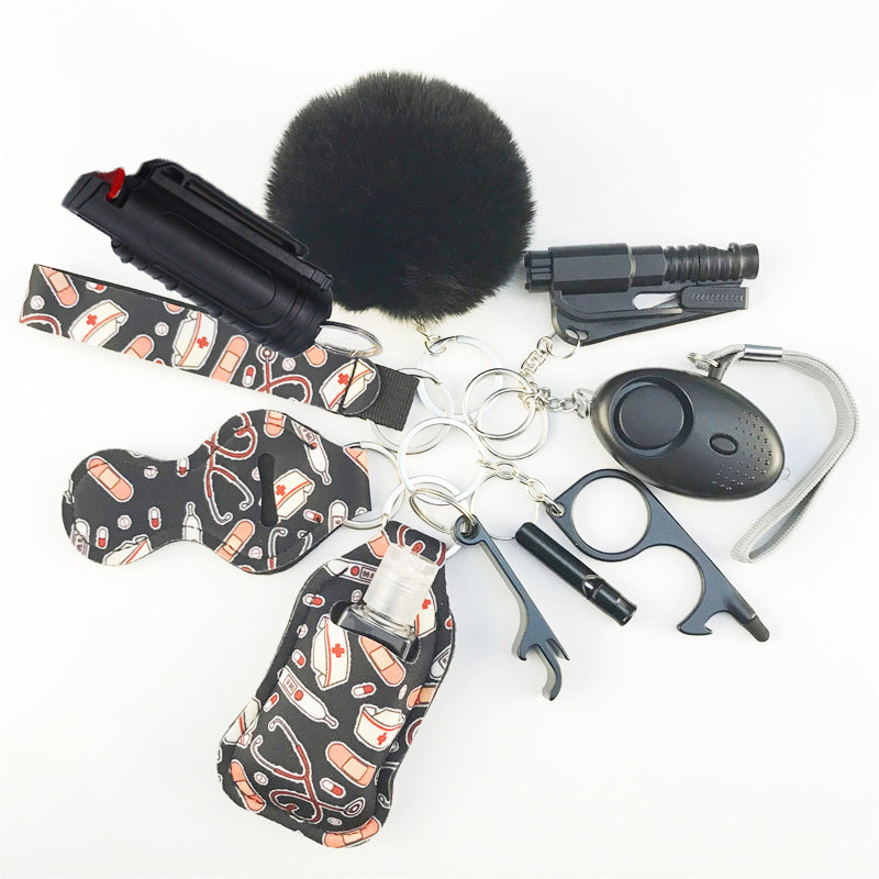 Pepper Spray Blank-Labeled Mace 11-Piece Safety Keychain Set