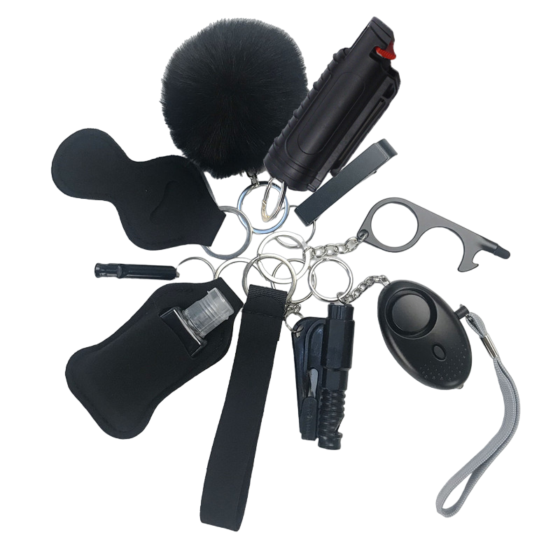 Pepper Spray Blank-Labeled Mace 11-Piece Safety Keychain Set