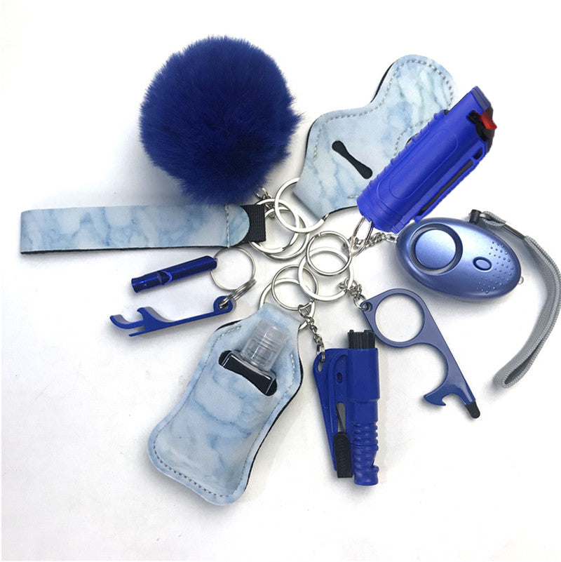Pepper Spray Blank-Labeled Mace 11-Piece Safety Keychain Set
