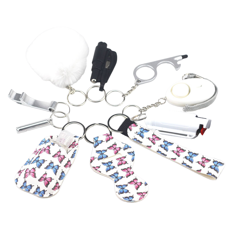 Pepper Spray Blank-Labeled Mace 11-Piece Safety Keychain Set