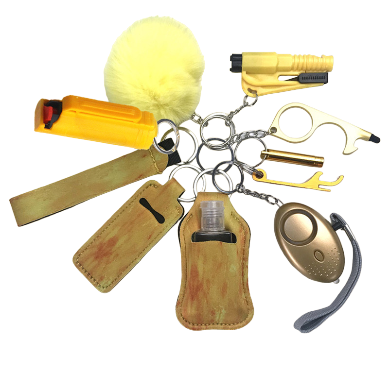 Pepper Spray Blank-Labeled Mace 11-Piece Safety Keychain Set