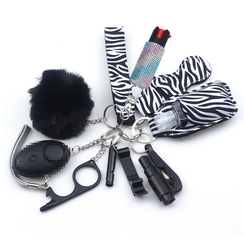 Pepper Spray Bling-Jeweled Mace 11-Piece Safety Keychain Set