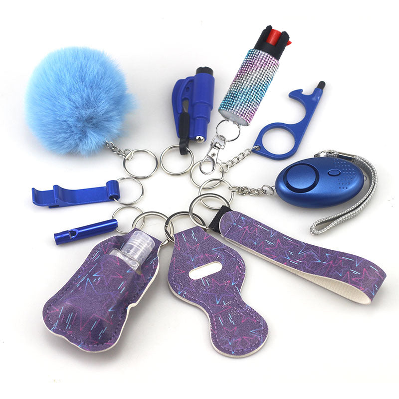 Pepper Spray Bling-Jeweled Mace 11-Piece Safety Keychain Set