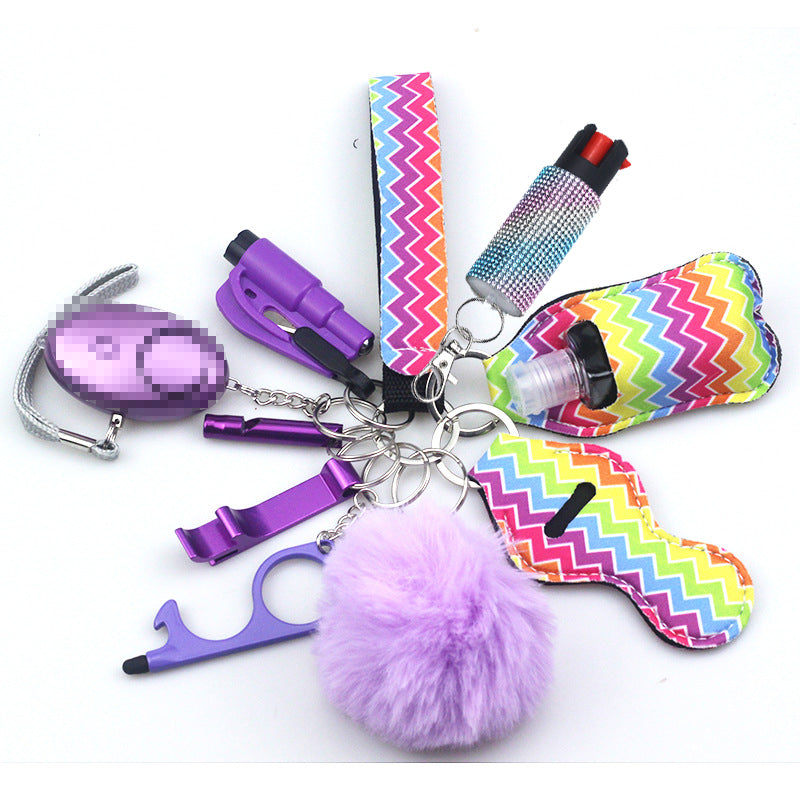 Pepper Spray Bling-Jeweled Mace 11-Piece Safety Keychain Set
