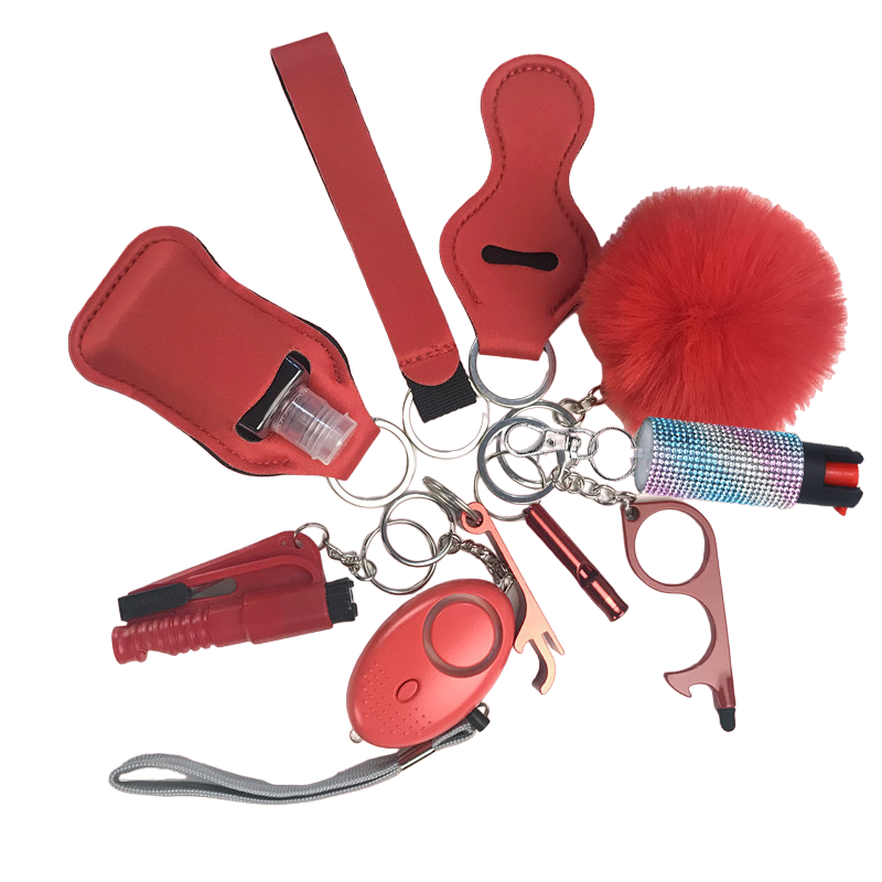 Pepper Spray Bling-Jeweled Mace 11-Piece Safety Keychain Set