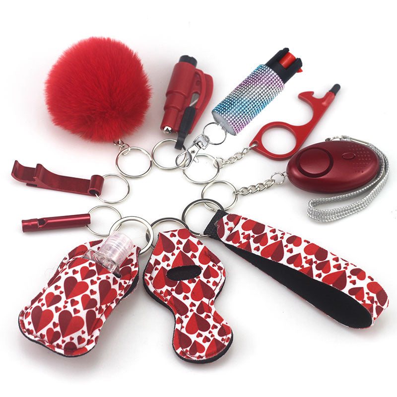 Pepper Spray Bling-Jeweled Mace 11-Piece Safety Keychain Set