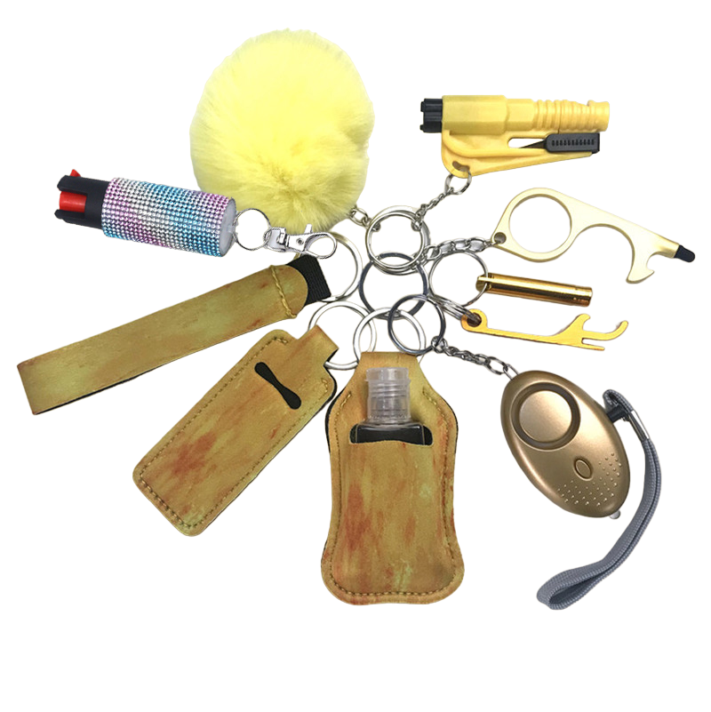 Pepper Spray Bling-Jeweled Mace 11-Piece Safety Keychain Set