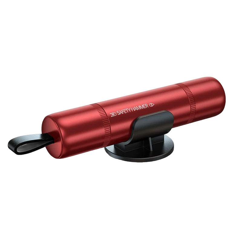 Red Cylindrical Window Breaker and Seatbelt Cutter Car Safety Device