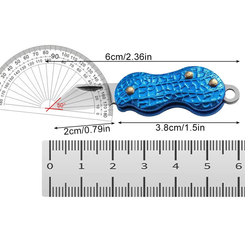 Portable Outdoor Stainless Steel Box Opening Peanut Shape Hiking Pocket Knife Mini Folding Keychain Necklace Knife Peeling Knife