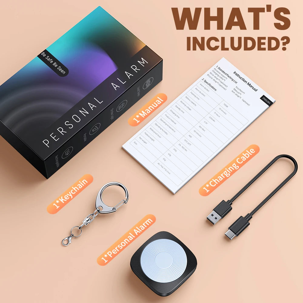 Pod 130-dB Personal Alarm and Multi-Color LED Light Keychain
