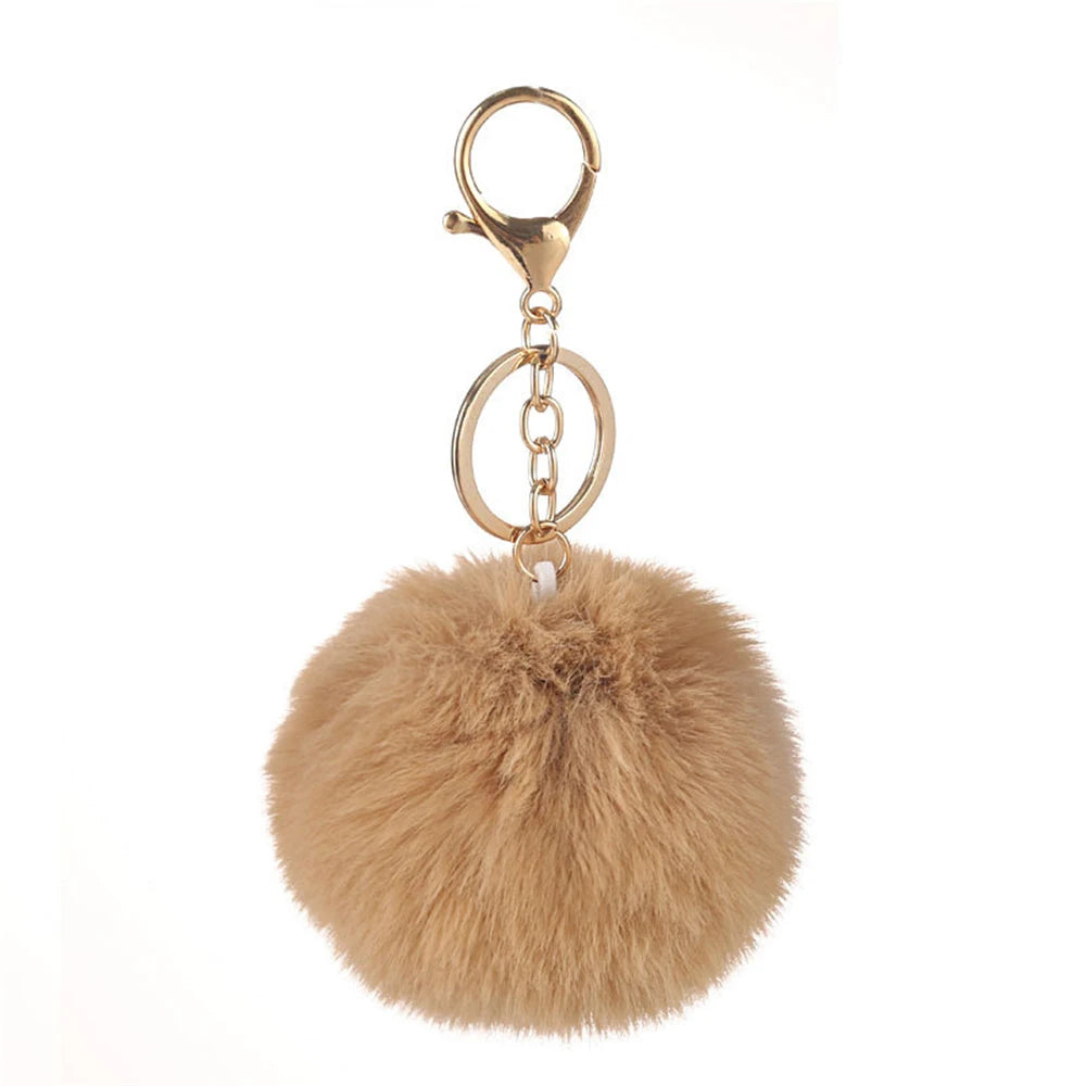 Plush Vegan Fur Pompom Decorative Keychain with Lobster Clasp