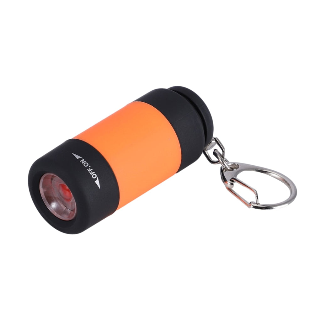 Tangerine Orange Mini Torch LED Flashlight Safety Keychain on White