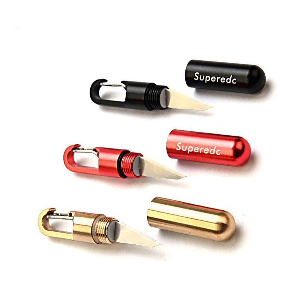 Mini Capsule Knife with Hidden Blade Self Defense Keychain