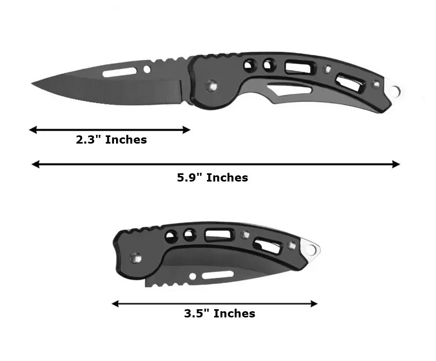 Folding Stainless Steel Pocket Knife with Keychain Ring