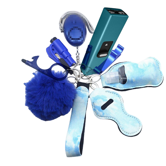 Blue Clouds Stun Gun 10-Piece Safety Keychain Set