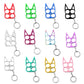 Cat ear knuckle keychains in 12 different colors in a vertical position