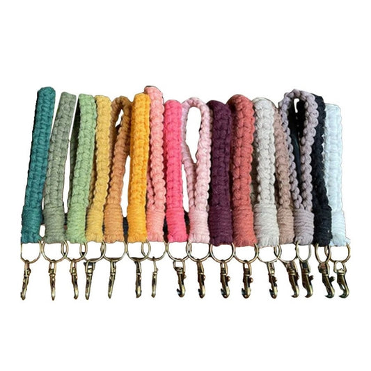 Cobra-Braided Cotton Wristlet with Lobster Clasp Ring Holder