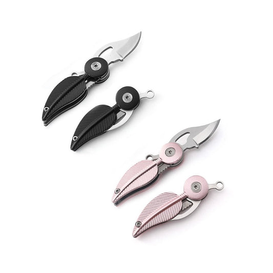Feather Foldable Knife with Hidden Blade Self Defense Keychain
