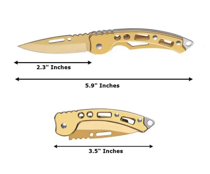 Folding Stainless Steel Pocket Knife with Keychain Ring