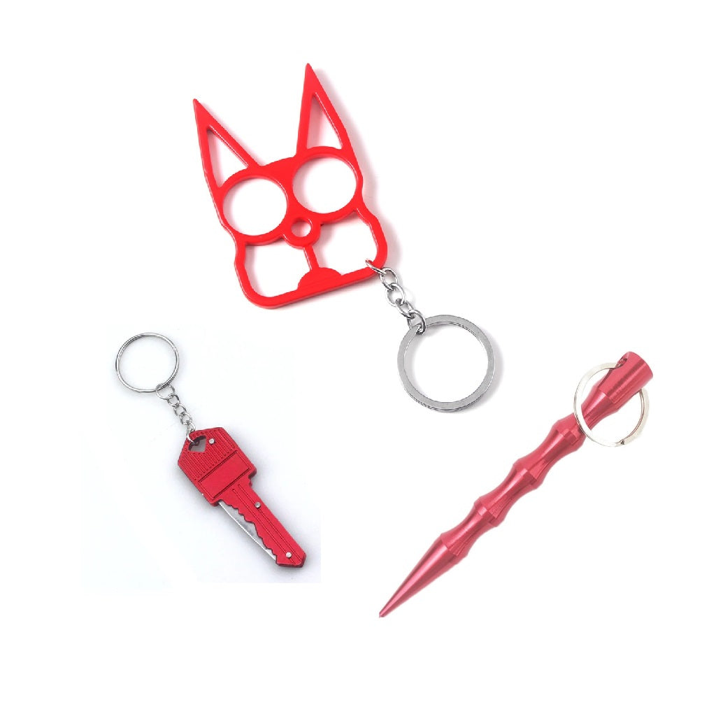 Red Handheld Weapons 3-Piece Self Defense Kit