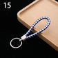 Braided Vegan Leather Rope Wristlet with Steel Key Ring Holder