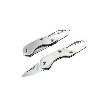 Mini Stainless Steel Folding Knife with Built-In Carabiner