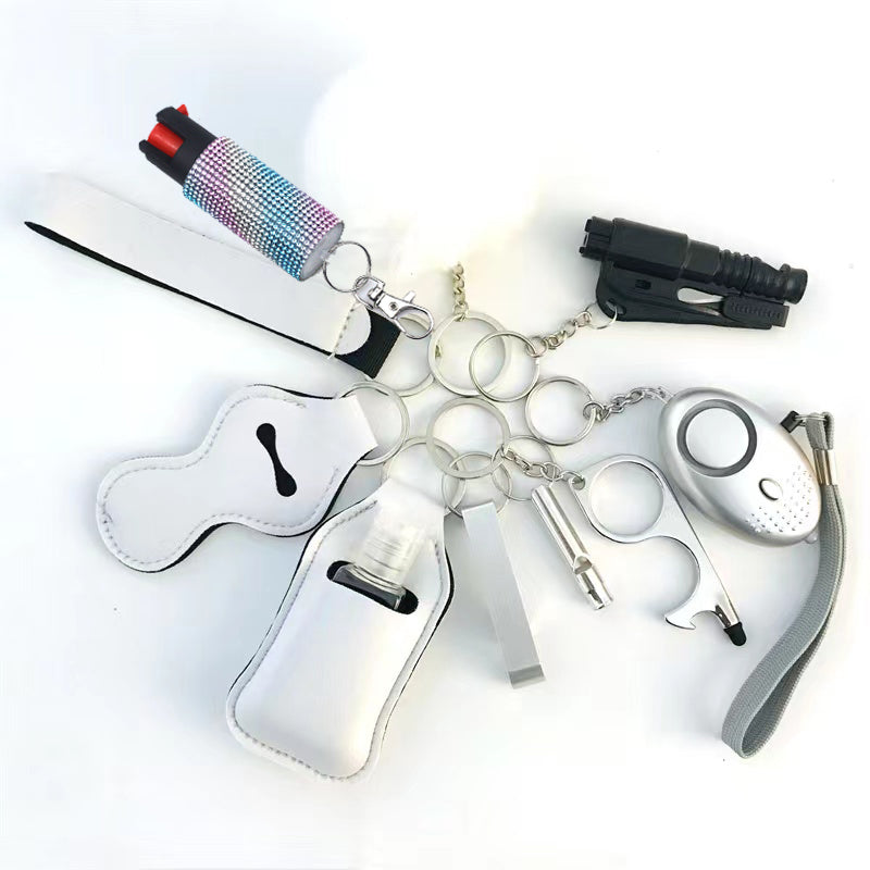 Pepper Spray Bling-Jeweled Mace 11-Piece Safety Keychain Set