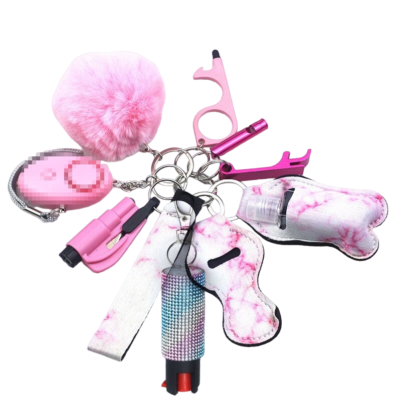 Pink Clouds Pepper Spray 10-Piece Safety Keychain Set