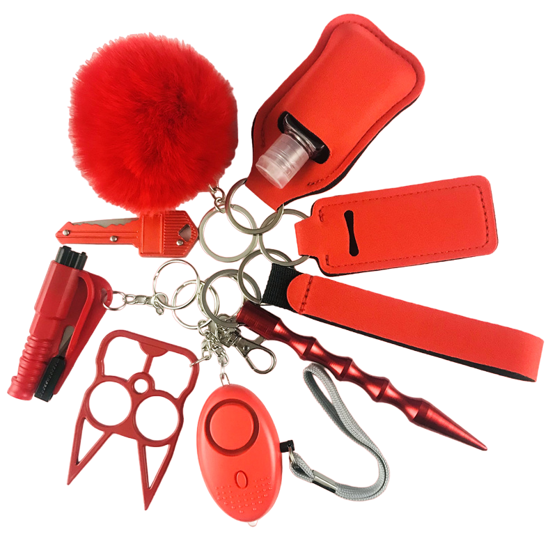 Red Apple Defensive Weapons 9-Piece Self Defense Keychain Set