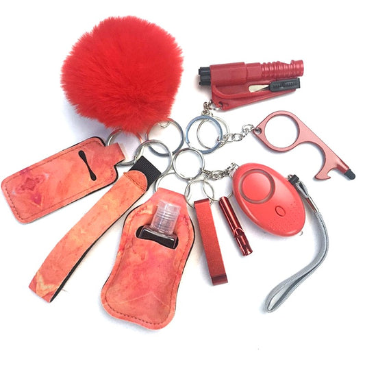 Red Stone Safety Tools 9-Piece Self Defense Keychain Set