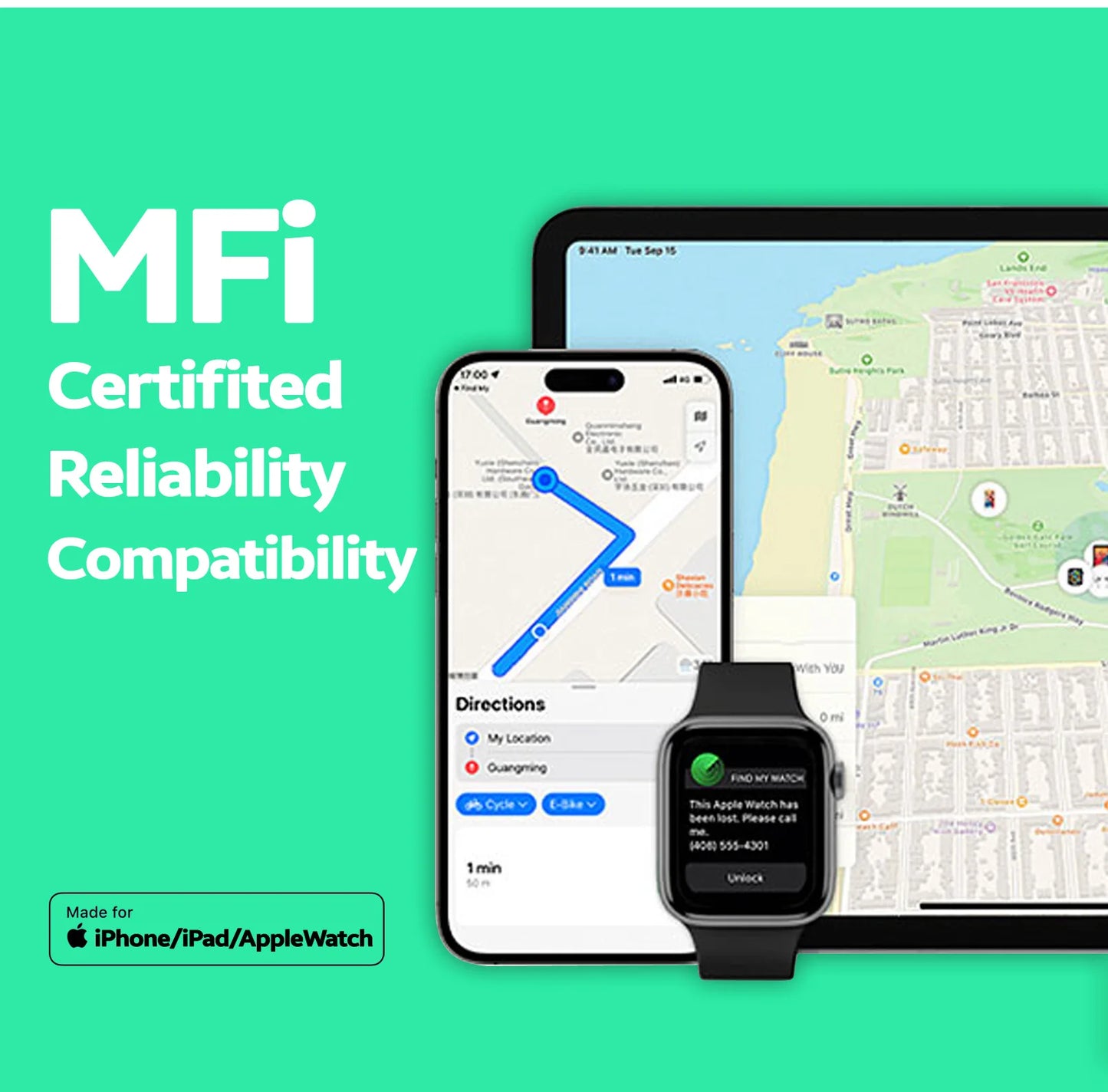 GPS Air Tracking Credit Card (Compatible with Apple Find My Network)