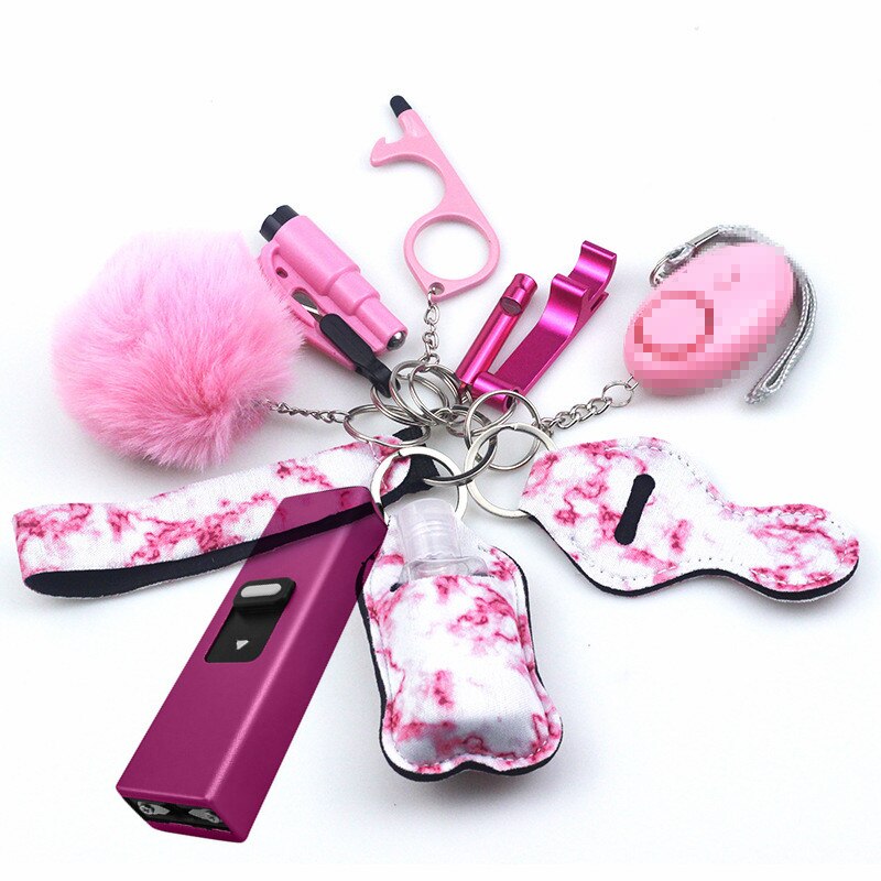 Pink Fog Stun Gun 10-Piece Safety Keychain Set