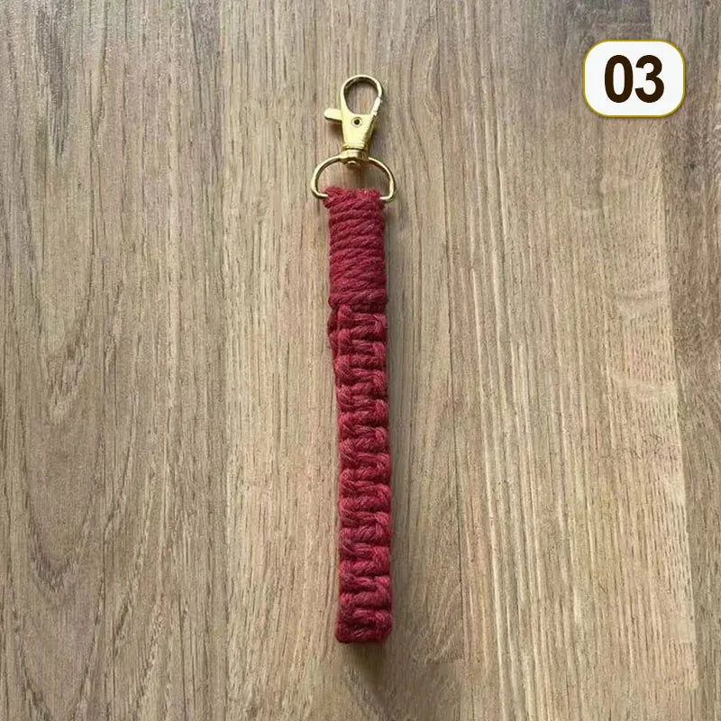 Cobra-Braided Cotton Wristlet with Lobster Clasp Ring Holder