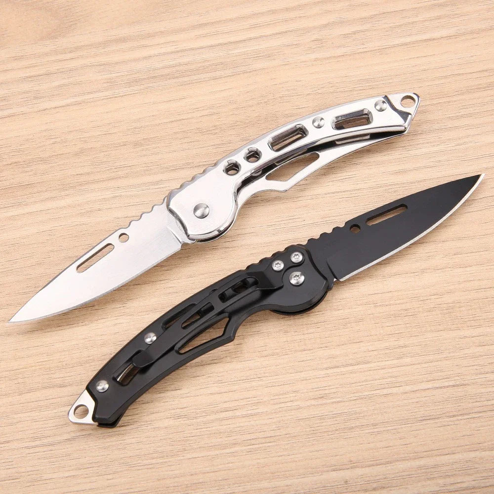 Folding Stainless Steel Pocket Knife with Keychain Ring
