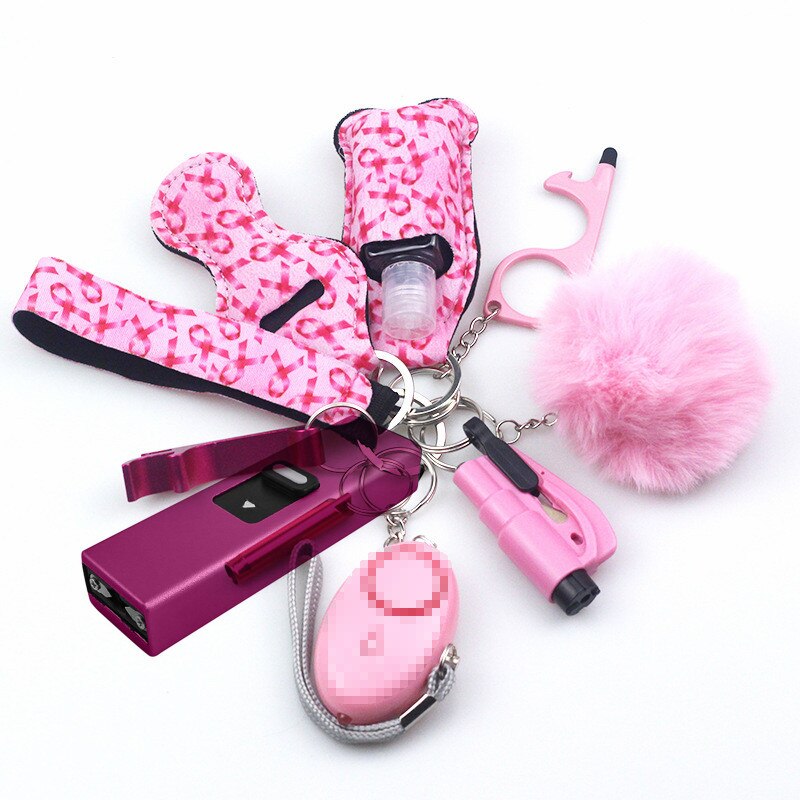Pink Ribbons Stun Gun 10-Piece Safety Keychain Set