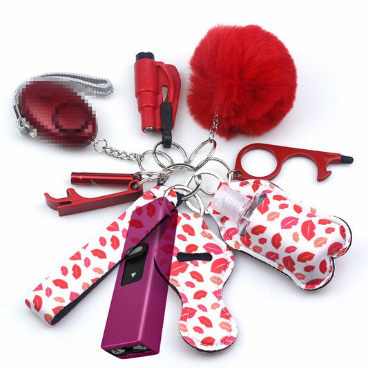 Red Kisses Stun Gun 10-Piece Safety Keychain Set