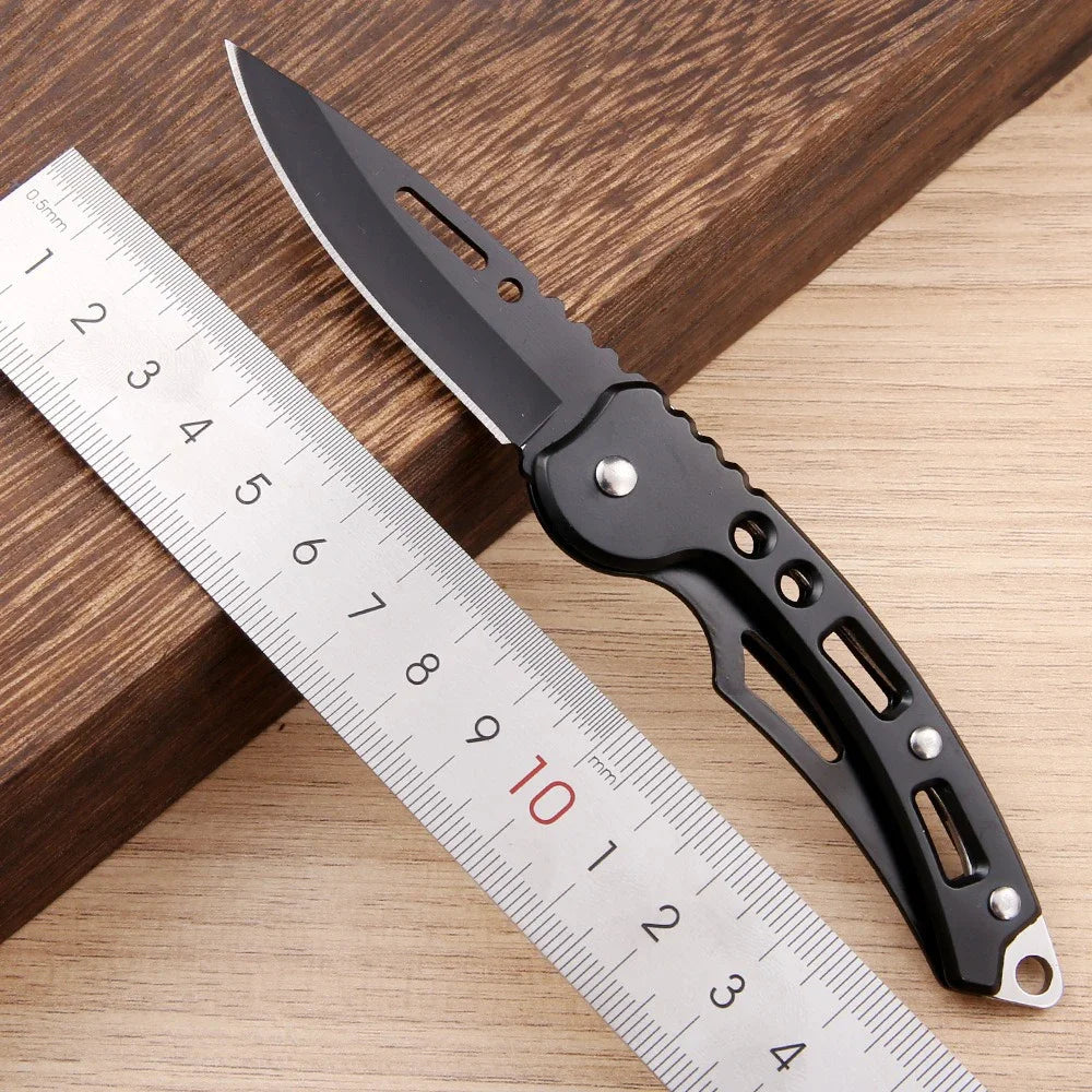 Folding Stainless Steel Pocket Knife with Keychain Ring