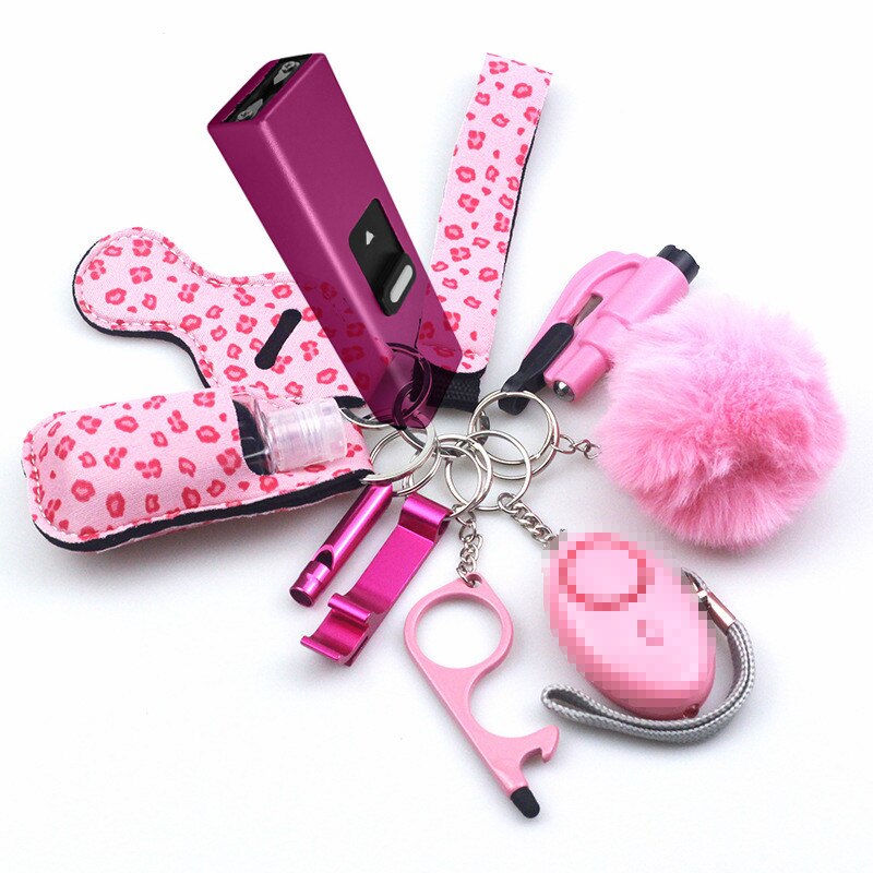 Pink Love Stun Gun 10-Piece Safety Keychain Set