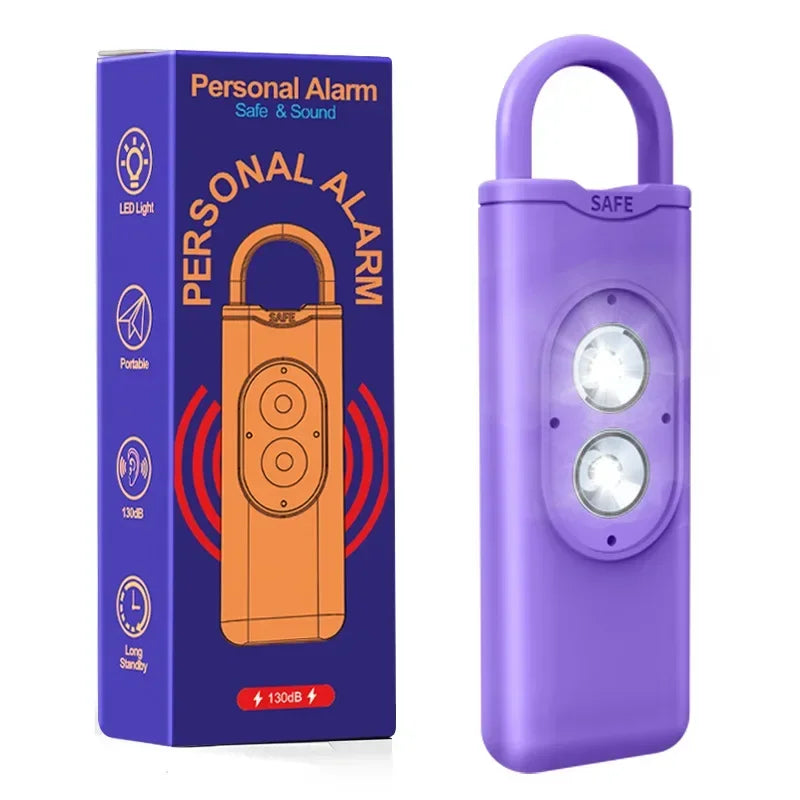 Dual-LED Pendant 130-dB Personal Alarm Self Defense Keychain