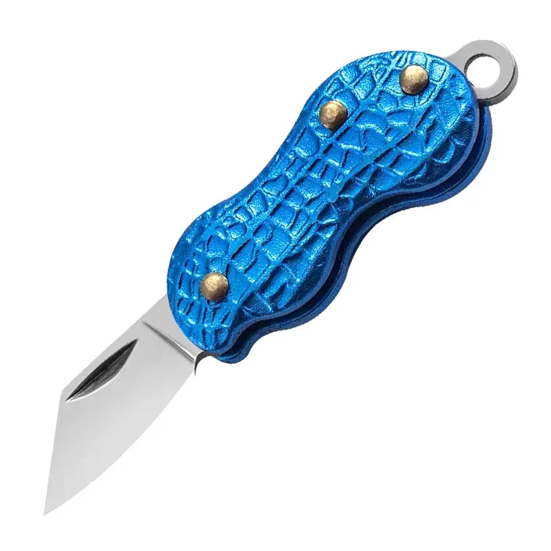 Portable Outdoor Stainless Steel Box Opening Peanut Shape Hiking Pocket Knife Mini Folding Keychain Necklace Knife Peeling Knife
