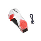 Red LED light-up armband for runner safety and a USB cable on a white background