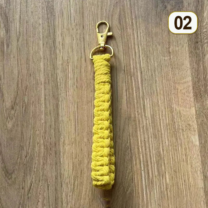 Cobra-Braided Cotton Wristlet with Lobster Clasp Ring Holder