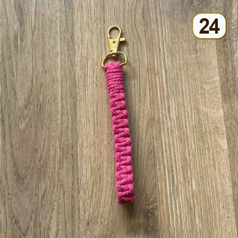 Cobra-Braided Cotton Wristlet with Lobster Clasp Ring Holder