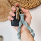 Cobra-Braided Cotton Wristlet with Lobster Clasp Ring Holder