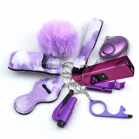 Purple Fog Stun Gun 10-Piece Safety Keychain Set