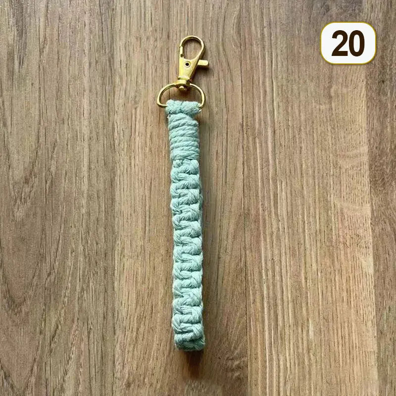 Cobra-Braided Cotton Wristlet with Lobster Clasp Ring Holder