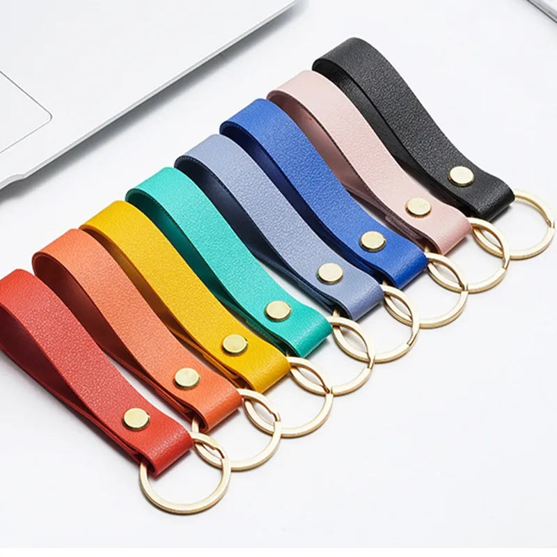 Modern Vegan Leather Wristlet with Key Ring and Wrist Strap
