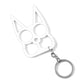 White Cat Ear Shaped Defense Weapon Keychain on White Background