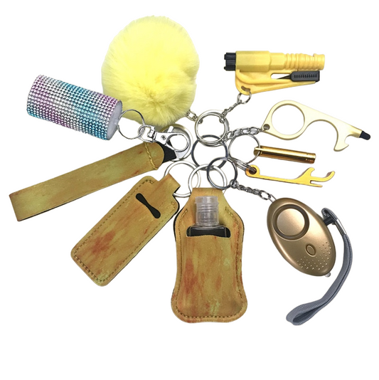 Yellow Sands Pepper Spray 10-Piece Safety Keychain Set