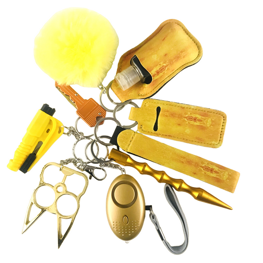 Yellow Sands Defensive Weapons 9-Piece Self Defense Keychain Set